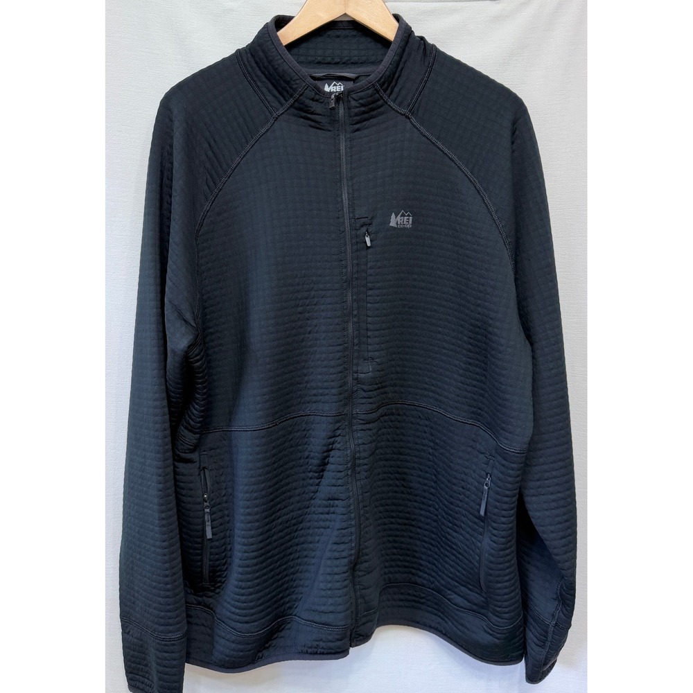 REI Co-op Polartec Fleece Full Zip Jacket Mens 3XL Black Quilted 202478